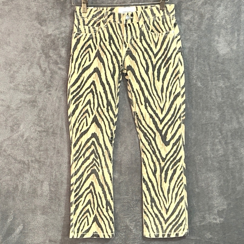 Current Elliott Ruby Crop Zebra Print Stretch Jeans 23 Y2K Animal Print NWT‎